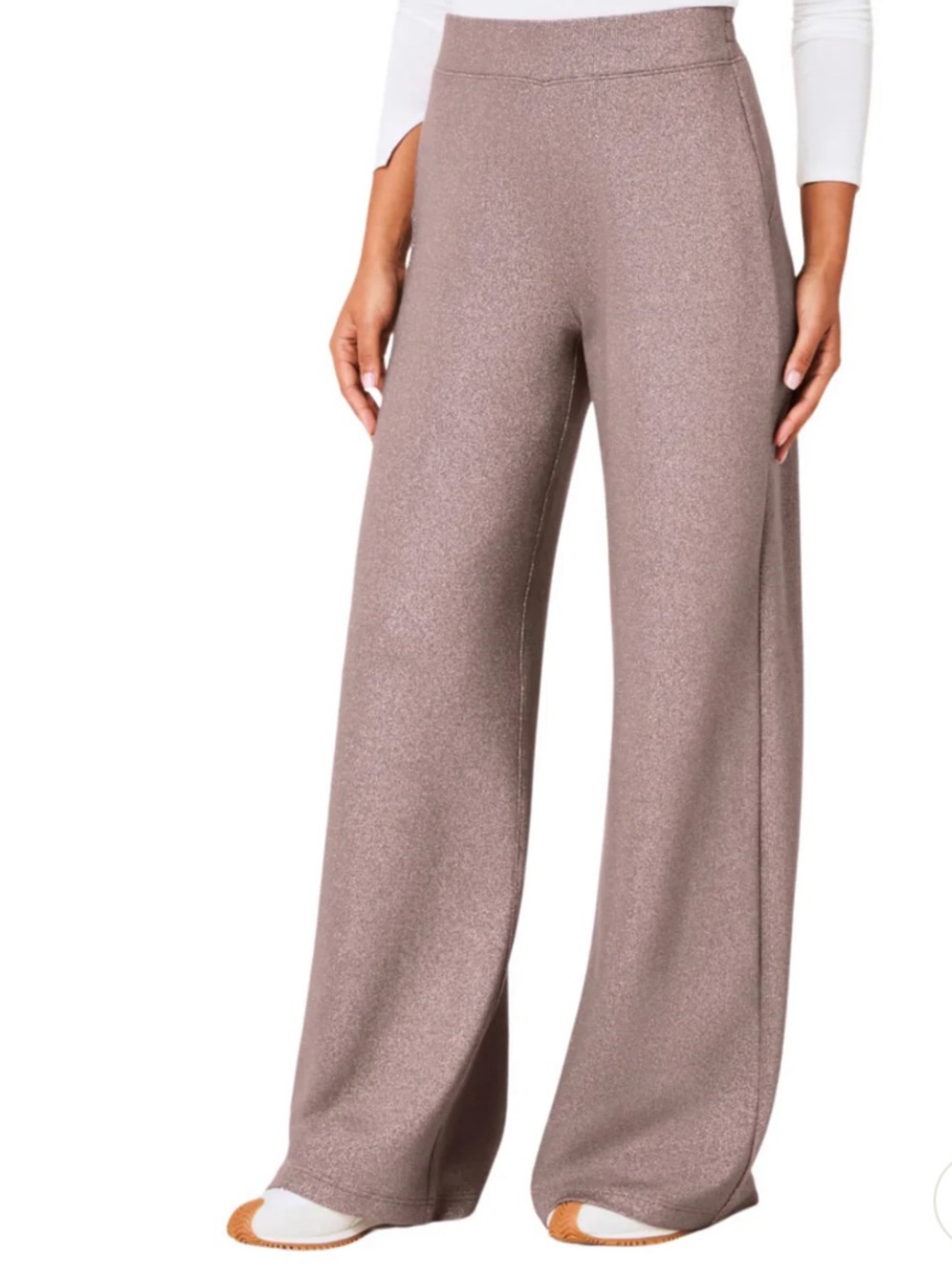 SPANX Shimmery Wide-Leg Pants in Metallic Taupe